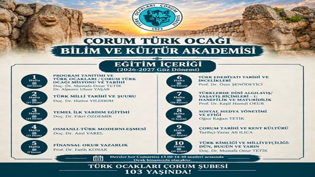 BİLİM VE KÜLTÜR AKADEMİSİ’NİN GÜZ  DÖNEMİ EĞİTİM PROGRAMI BELLİ OLDU