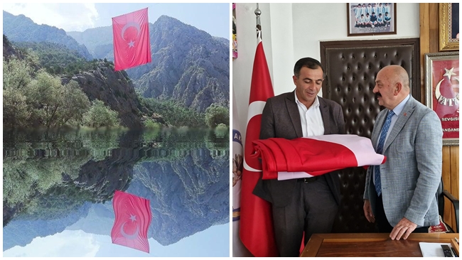 Ä°NESUYU KANYOâ€™NUNA DEV TÃœRK BAYRAÄžI!
