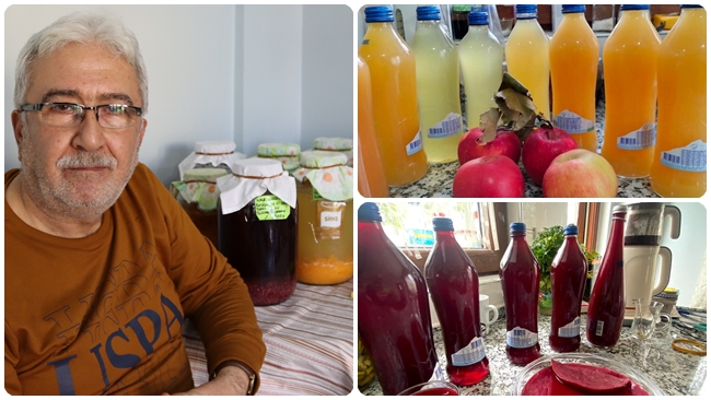 EVÄ°NDE Ã‡EÅžÄ°T Ã‡EÅžÄ°T MEYVELERDEN SÄ°RKE YAPIYOR