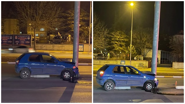 ÇORUM’DA YAŞLI SÜRÜCÜ DİREĞE ÇARPTI