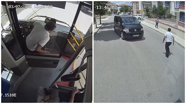 HALK OTOBÜSÜ ŞOFÖRÜNÜN DİKKATİ KAZAYI ÖNLEDİ