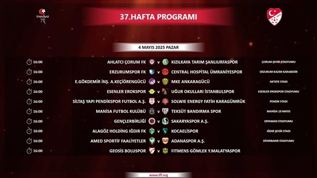 ÇORUM FK-URFA MAÇI 4 MAYIS PAZAR GÜNÜ!