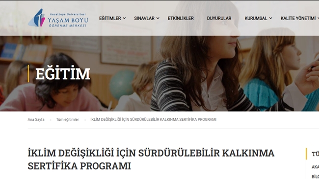 HACETTEPEâ€™DEN Ä°KLÄ°M DEÄžÄ°ÅžÄ°KLÄ°ÄžÄ° Ä°Ã‡Ä°N SÃœRDÃœRÃœLEBÄ°LÄ°R KALKINMA SERTÄ°FÄ°KA PROGRAMI!