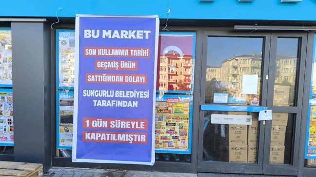 SUNGURLU’DA HALK SAĞLIĞINI TEHDİT EDEN MARKET KAPATILDI